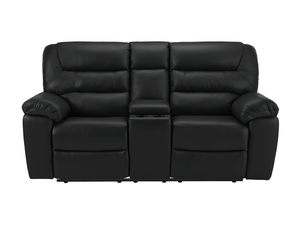 Devon Medium Electric Reclining Sofa with Centre Table - Black Leather