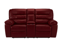 Devon Medium Electric Reclining Sofa with Centre Table - Burgundy Leather