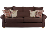 Hexham - Carrie Large Sofa with Pillow Back in Brown With Rustic Oak Feet