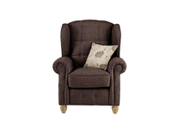 Miranda Wing Chair in Riding Fabric - Chocolate