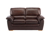 Spencer Medium Sofa - Brown Leather with Rustic Oak Feet