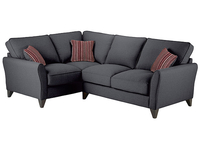 St. Ives Corner Sofa Left Facing in Linso Charcoal with Salsa Raspberry Scatters