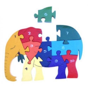 Number Elephant - Handcrafted Wooden Jigsaw (Includes storage bag)