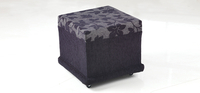 Grey And Blue Fixed Fabric Footstool Large