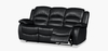 Venice Manual 3 Recliner Seater Midnight Black Leather Sofa