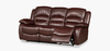 Venice Manual 3 Seater Recliner Espresso Brown Leather Sofa