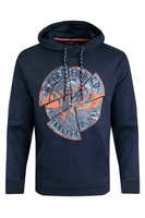 Weird Fish Bryant Graphic Pop Over Hoodie Dark Navy Size L