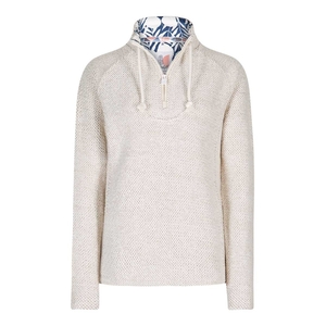 Weird Fish Constantine Print Trim 1/4 Zip Classic Macaroni Sweatshirt Ecru Size 20