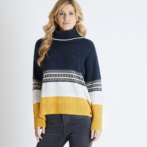 Weird Fish Elsa Colour Block Popover Jumper Dark Navy Size 14