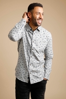 Weird Fish Elstow Long Sleeve Printed Shirt Pearl Grey Size 2XL