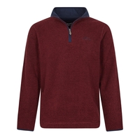 Weird Fish Errill 1/4 Zip Textured Fleece Sweatshirt Oxblood Size L