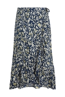Weird Fish Estele EcoVero™ Printed Midi Skirt Ensign Blue Size 12