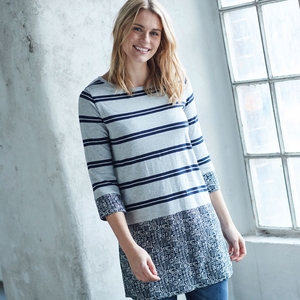 Weird Fish Firth Printed Viscose Tunic Indigo Size 22