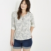 Weird Fish Ginny Printed Cotton Jersey Shirt Light Cream Size 18