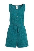 Weird Fish Gracie Printed Cheesecloth Playsuit Deep Teal Size 20