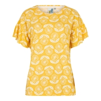 Weird Fish Hazel Patterned Jersey T-Shirt Sunshine Yellow Size 10
