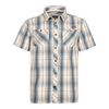 Weird Fish Kale Cotton Short Sleeve Checked Shirt Stone Size L