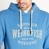 Weird Fish Kylian Graphic Print Hooded Sweatshirt Copen Blue Marl Size 3XL