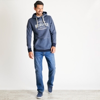 Weird Fish Kylian Graphic Print Hooded Sweatshirt Navy Marl Size 2XL
