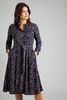 Weird Fish Lawson Lenzing EcoVero™ Printed Shirt Dress Navy Size 18
