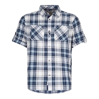 Weird Fish Palazzi Seersucker Short Sleeve Check Shirt Maritime Blue Size 4XL