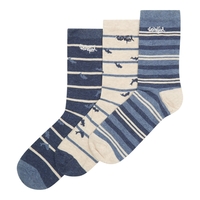 Weird Fish Parade Patterned Sock 3 Pack Dark Navy Size 4-7