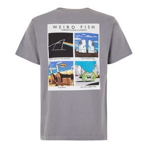 Weird Fish Shrimp Floyd Front Print Artist T-Shirt Grey Size 4XL