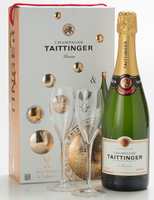 Taittinger - Brut Reserve & 2 Glass Pack Champagne Gift Box - 1 Bottle