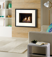 Gazco Riva2 500 Evoke White Glass Conventional Flue Gas Fire with Black Glass Lining Effect