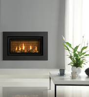 Gazco Studio 1 Slimline Expression White Stones Balanced Flue Gas Fire with Vermiculite Lining Effect