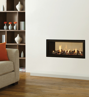 Gazco Studio 2 Duplex Edge Balanced Flue Gas Fire with Black Reeded Lining Effect