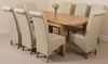 Seattle Solid Oak Extending Dining Table & 8 Ivory Montana Leather Chairs