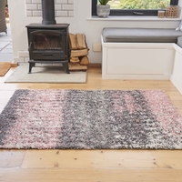 Blush Distressed Textured Shaggy Rug - Florence