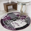 Round Circle Patchwork Purple Rug - Milan