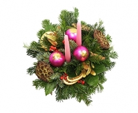 Purple Candles Xmas Basket
