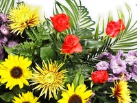 Yellow and Red Flower Basket