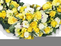 Yellow and White Funeral Wreath