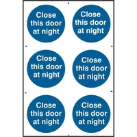 ASEC "Close This Door At Night" 200mm x 300mm PVC Self Adhesive Sign
