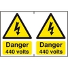 ASEC "Danger 440 Volts" 200mm x 300mm PVC Self Adhesive Sign