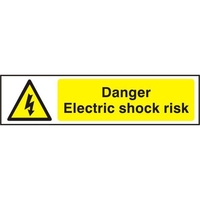 ASEC "Danger Electric Shock Risk" 200mm x 50mm PVC Self Adhesive Sign