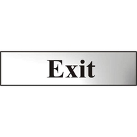 ASEC "Exit" 200mm x 50mm Chrome Self Adhesive Sign