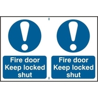 ASEC "Fire Door Keep Locked Shut" 200mm x 300mm PVC Self Adhesive Sign