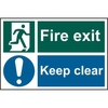 ASEC "Fire Exit Keep Clear" 200mm x 300mm PVC Self Adhesive Sign