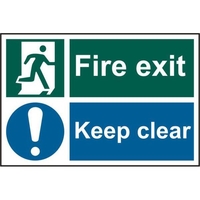 ASEC "Fire Exit Keep Clear" 200mm x 300mm PVC Self Adhesive Sign