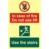 ASEC "In Case Of Fire Do Not Use Lift" 200mm x 300mm PVC Self Adhesive Photo luminescent Sign
