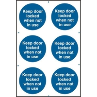 ASEC "Keep Door Locked When Not In Use" 200mm x 300mm PVC Self Adhesive Sign