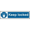 ASEC "Keep Locked" 200mm x 50mm PVC Self Adhesive Sign