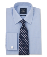 Blue Bengal Stripe Classic Fit Shirt - Double Cuff 15" Standard Double