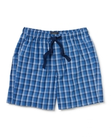 Blue Check Cotton Lounge Shorts L