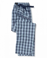 Blue Check Cotton Poplin Lounge Pants L